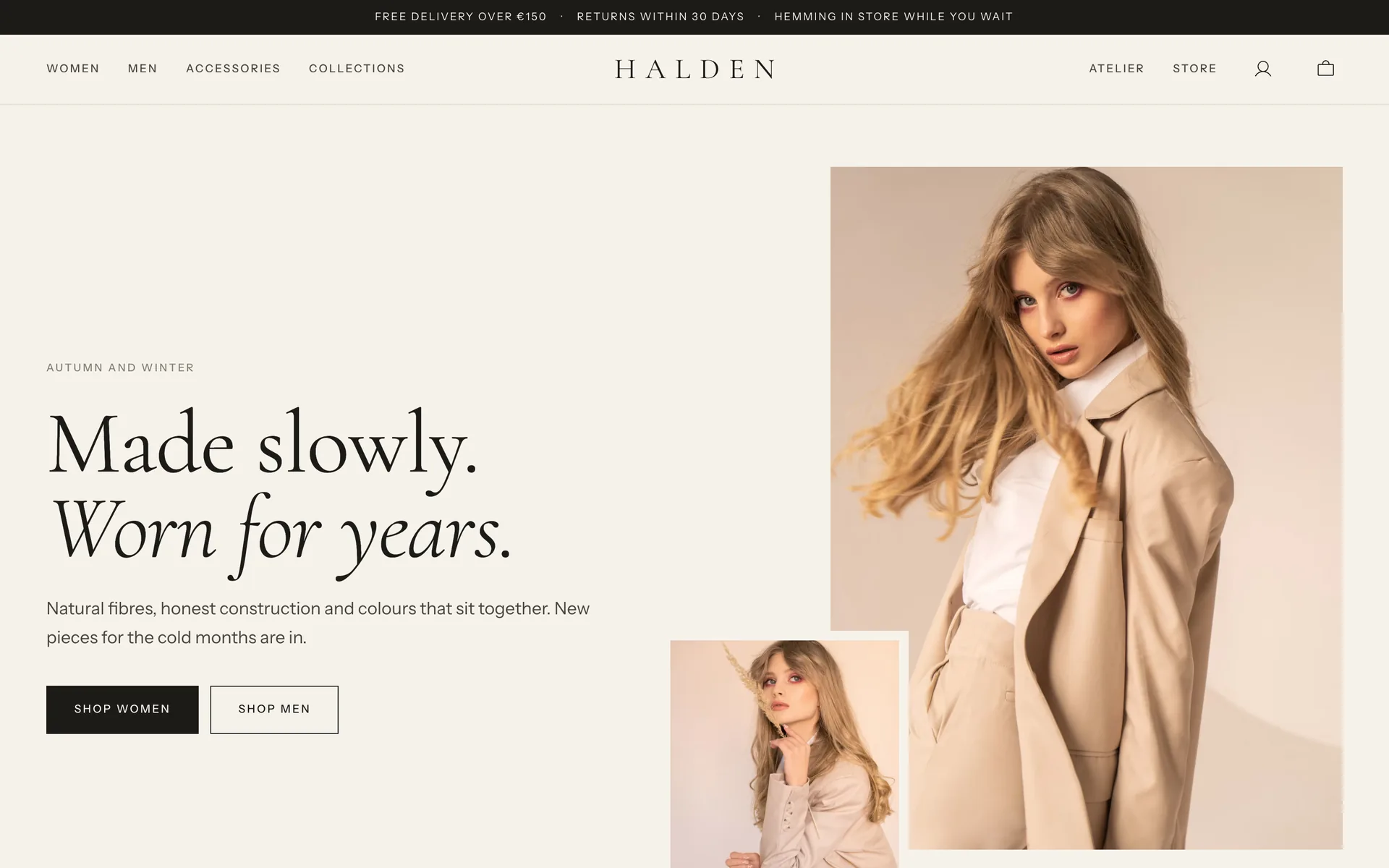 Clothing store template, Website